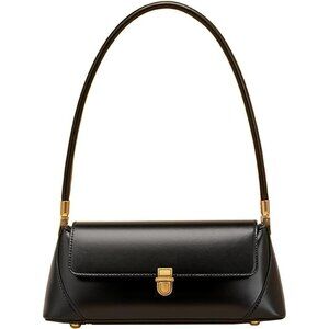 Vintage Small Black Shoulder Bag for Women Zipper Closure and Classic Design